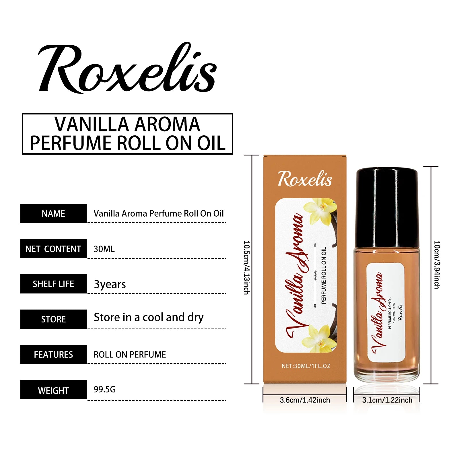 Roxelis 30ml Vanilla Pheromone Perfume Roller Ball Long Lasting Elegant Fragrance Romantic Dating