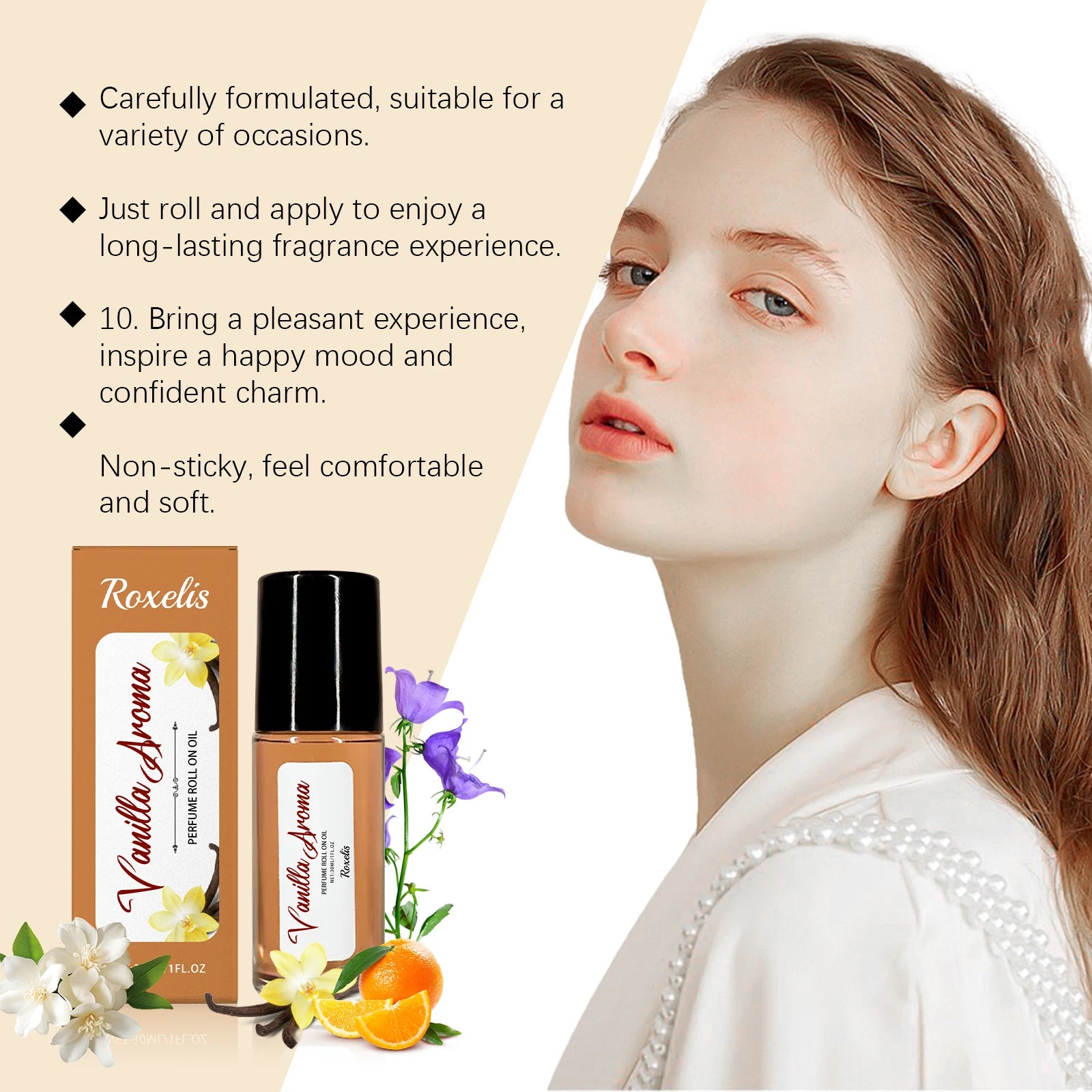 Roxelis 30ml Vanilla Pheromone Perfume Roller Ball Long Lasting Elegant Fragrance Romantic Dating