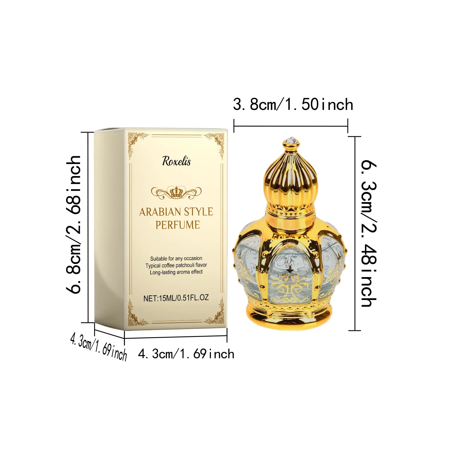 Roxelis 15ml Coffee Aroma Perfume Arabian Style Fresh Elegant Lasting Fragrance Charming